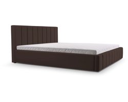 Bed 01 - Gestoffeerd bed met Fluweel Beklede Tweepersoonsbed - 180x200 cm - Elegant en Comfortabel - Donkerbruin (TRINITY 8)