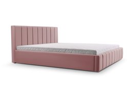 Bed 01 - Gestoffeerd bed met Fluweel Beklede Tweepersoonsbed - 180x200 cm - Elegant en Comfortabel - Donkerroze (TRINITY 23)
