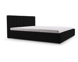 Bed 01 - Gestoffeerd bed met Fluweel Beklede Tweepersoonsbed - 180x200 cm - Elegant en Comfortabel - Zwart (TRINITY 16)