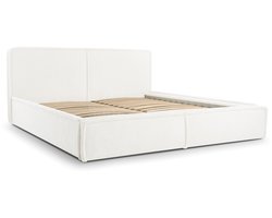 Bed 04 - Gestoffeerd bed van corduroy Tweepersoonsbed met Fluwelen Bekleding - 140x200 cm - Verstelbaar en Comfortabel - Pastelkleuren - Wit (Poso 38)