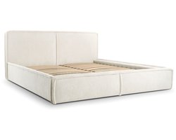 Bed 04 - Gestoffeerd bed van corduroy Tweepersoonsbed met Fluwelen Bekleding - 160x200 cm - Verstelbaar en Comfortabel - Pastelkleuren - Crème (Poso 100)