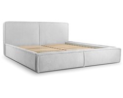 Bed 04 - Gestoffeerd bed van corduroy Tweepersoonsbed met Fluwelen Bekleding - 160x200 cm - Verstelbaar en Comfortabel - Pastelkleuren - Lichtgrijs (Poso 55)