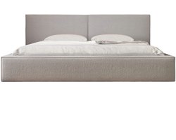 Bed 06 - Gestoffeerd tweepersoonsbed met bouclé overtrek - 140x200 cm - Elegant en comfortabel - Lichtgrijs (Anthology 15)