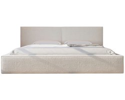 Bed 06 - Gestoffeerd tweepersoonsbed met bouclé overtrek - 140x200 cm - Elegant en comfortabel - Wit (Anthology 1)