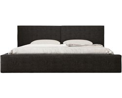 Bed 06 - Gestoffeerd tweepersoonsbed met bouclé overtrek - 140x200 cm - Elegant en comfortabel - Zwart (Anthology 19)