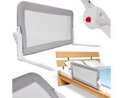 Bed beschermhekje rail barrière - Bed hulpmiddel - Niet meer uit bed vallen - Handig voor kinderen en ouderen 120 cm grijs