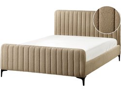 Bed Bouclé LUNAN 140 x 200 cm Taupe