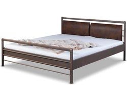 Bed Box Wonen Aurora metalen bed grafietbruin/koper 140x220 cm