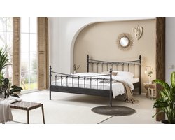 Bed Box Wonen Camilla metalen bed Zwart/Zilver 160x210 cm