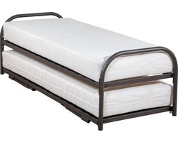 Bed Box Wonen Dubbel Divan met Bonell matrassen 90x200 cm onderschuifbed