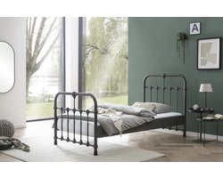 Bed Box Wonen - Kinderbed - Erma - 90x200 - Antraciet - Metaal - eenpersoons