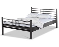 Bed Box Wonen - Lea metalen bed - Antraciet - 90x210