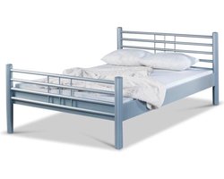 Bed Box Wonen Lea metalen bed Zilver 90x210 cm