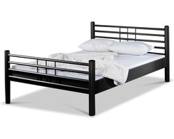 Bed Box Wonen Lea metalen bed Zwart 90x220 cm