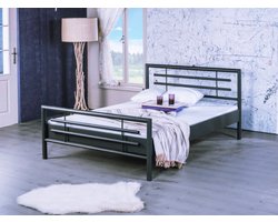 Bed Box Wonen Lola metalen bed Antraciet 90x220 cm