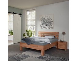 Bed Box Wonen Massief beuken houten bed Varna Basic 140x200 cm Natuur gelakt