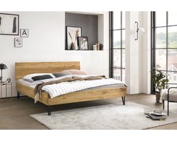Bed Box Wonen - Massief eiken houten bed Pomorie Premium - 180x200 - Natuur geolied