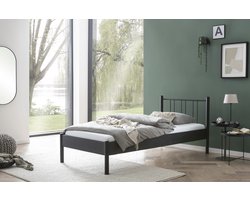 Bed Box Wonen - Metaal - bed - Moon - zwart - 90x200 - eenpersoons - Design