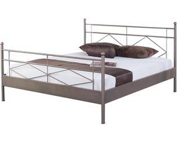 Bed Box Wonen - Metalen bed Maria - 120x200 - zwart/zilver - met lattenbodem en matras