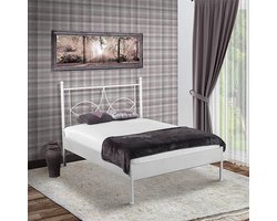 Bed Box Wonen - Metalen bed Sun - zilver - 90x210 - metaal