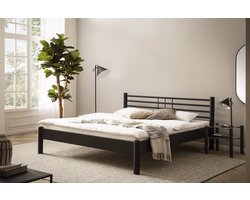 Bed Box Wonen Mia metalen bed Zwart 140x220 cm