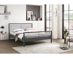 Bed Box Wonen – New York metalen bed - Antraciet - 160x210