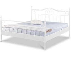 Bed Box Wonen Virginia metalen bed Wit 160x200 cm