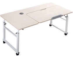 Bed Bureau - Laptop Tafel - Comfortabel Werken - In hoogte verstelbaar - 120cm breed - Witesdoorn