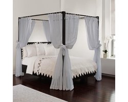 Bed Canopy Set Polyester Grey Sheer Regular - Royale Home