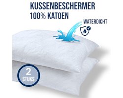 Bed Care Badstof Kussenbeschermer Waterdicht - 60x70 cm - 2 Stuks - 100% Katoen - Met Ritssluiting