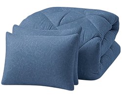 Bed Care -Lazy Dekbed- Dekbed Zonder Overtrek - Embossed Floral - 140x220 - Blauw - Inclusief Kussensloop 60x70 cm