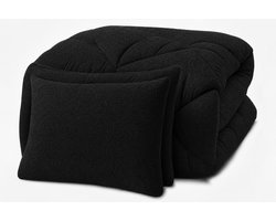 Bed Care -Lazy Dekbed- Dekbed Zonder Overtrek - Embossed Floral - 140x220 - Zwart - Inclusief Kussensloop 60x70 cm