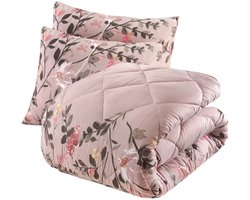 Bed Care -Lazy Dekbed- Dekbed Zonder Overtrek - Vintage Flowers - 140x200 - Nude/Beige - Inclusief Kussensloop 60x70 cm
