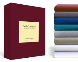 Bed Couture Flanel Fleece Hoeslaken - 100% Katoen Extra zacht en Warm - Tweepersoons - 140x200+30 Cm - Bordeaux