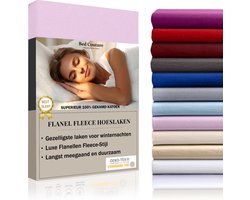 Bed Couture  Flanel Fleece Hoeslaken - 100% Katoen Extra zacht en Warm - Tweepersoons - 140x200+30  Cm - Roos