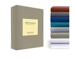 Bed Couture Flanel Fleece Hoeslaken - 100% Katoen Extra zacht en Warm - Tweepersoons - 140x200+30 Cm - Taupe