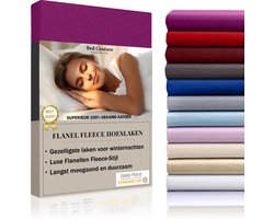 Bed Couture  Flanel Fleece Hoeslaken - 100% Katoen Extra zacht en Warm - Tweepersoons - 140x200+30  Cm - Wijn Rood