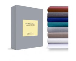 Bed Couture Flanel Fleece Hoeslaken - 100% Katoen Extra zacht en Warm - Tweepersoons - 160x200+30 Cm - Grijs