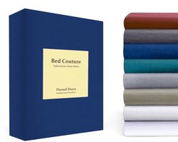 Bed Couture Flanel Fleece Hoeslaken - 100% Katoen Extra zacht en Warm - Tweepersoons - 160x200+30 Cm - Navy