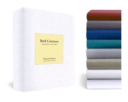 Bed Couture  Flanel Fleece Hoeslaken - 100% Katoen Extra zacht en Warm - Tweepersoons - 160x200+30  Cm - Wit