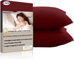 Bed Couture  Flanel Fleece Kussenslopen - 100% Katoen Extra zacht en Warm - Set van 2 - 50x70  Cm - Kastanjebruin
