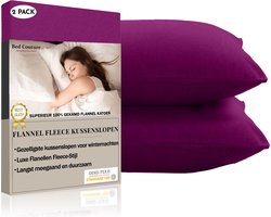 Bed Couture  Flanel Fleece Kussenslopen - 100% Katoen Extra zacht en Warm - Set van 2 - 80x80  Cm - Wijn Rood