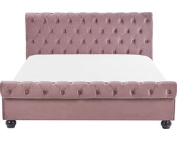 Bed Fluweel AVALLON 160 x 200 cm Roze