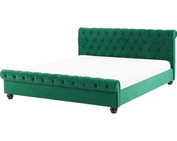 Bed Fluweel AVALLON 180 x 200 cm Smaragdgroen