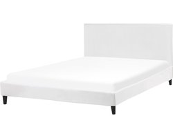 Bed Fluweel FITOU 180 x 200 cm Wit