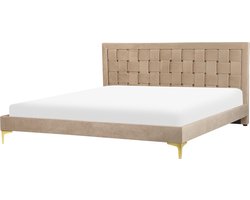 Bed Fluweel LIMOUX 180 x 200 cm Taupe