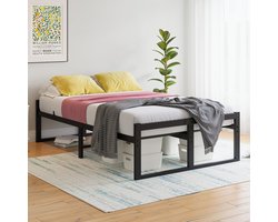 Bed Frame 120 x 200 cm - Bed Frame met Metalen Lattenbodem - Metalen Bed met Opbergruimte - 32 cm Hoog - Gastbed - Tweepersoonsbed - Geen Boxspring Nodig - Zwart