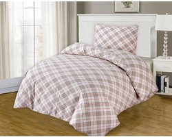 Bed Glow & Apparel – 1-Persoons Dekbedovertrekset 140x200 cm met 1 Kussenslopen 60x70 cm – 100% flannel– Vrierkanten