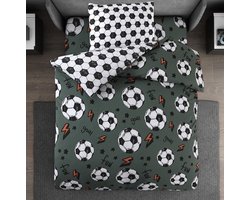 Bed Glow & Apparel – 1-Persoons Dekbedovertrekset met Hoeslaken en Kussensloop – 100% Katoen – Votball
