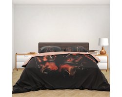 Bed Glow & Apparel - Dubbele persoons Dekbedovertrekset 200 x 200 cm en 2 kussensloops 60x70 cm - 100% katoen - Parden Patroon - Vastgemaakt met een praktische ritssluiting